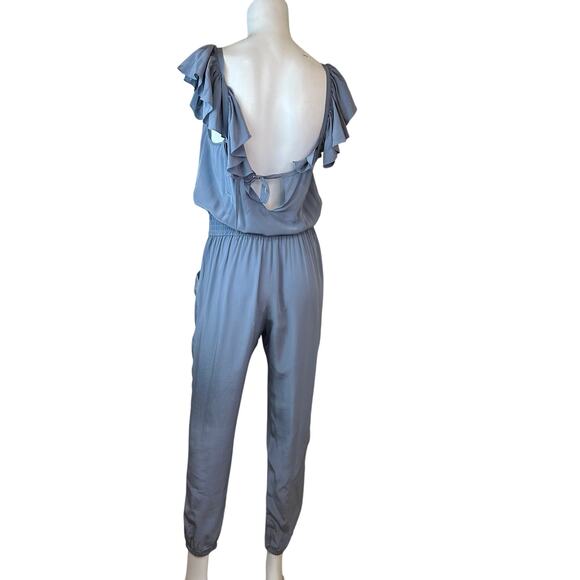 Skaist Taylor Blue Gray Silk Jumpsuit sz 4 - Picture 5 of 10